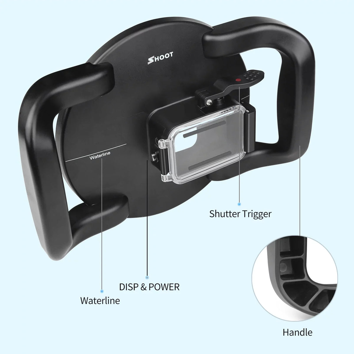 Port 180° Waterproof 45m Case Port,10 9 Handle Case Port Dual Port ive Dome Handle Camera ERYUE Camera ZDHF 45m Mashem Case SHOOT Dual Waterproof Case Camera Camera