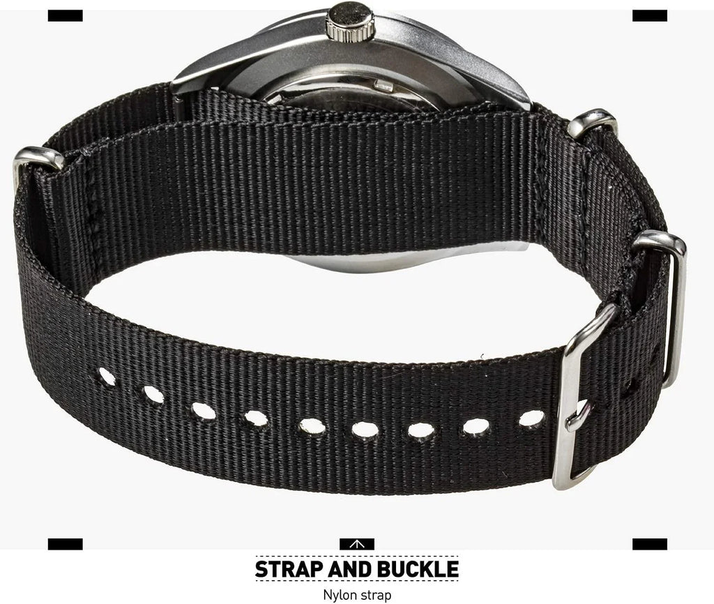 Work Casual Army Watches Sport Military Wrist Watch, Waterproof Band Date Men Field for Mens Analog 12/24 Day Hr Black Outdoor Wristwatch, Tactical Nylon