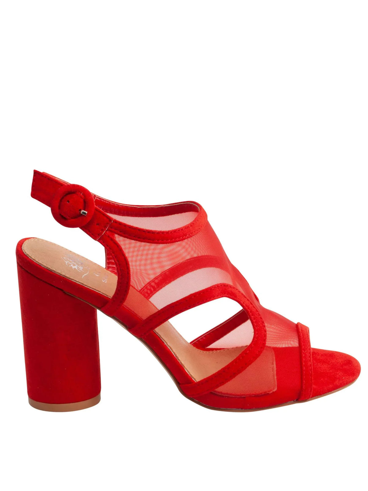 G.C. Adjustable Padded Toe Claire Round Buckle Red Mesh Sandal 7.5 SHOES Slingback Side Cutouts Womens Heel Block
