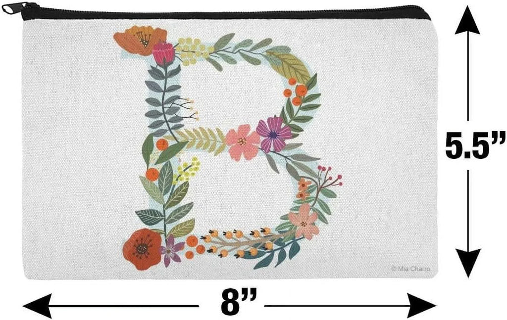 Letter Floral Initial Pouch Organizer Cosmetic B Makeup Bag