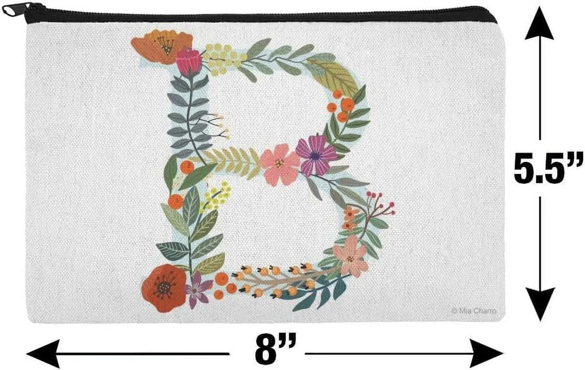 Letter Floral Initial Pouch Organizer Cosmetic B Makeup Bag
