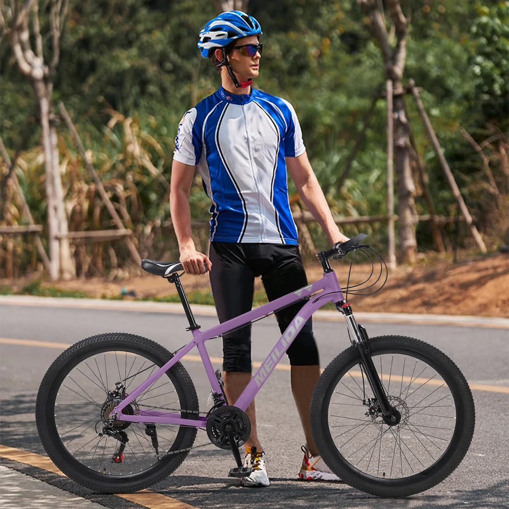 Disc Dual Mountain, Mountain Men's 26-inch Women's Bike, Frame，Purple Bike, City and Brakes, Alloy Magnesium 21-speed HALJEN