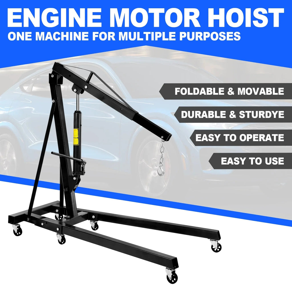 Shop Steel Heavy Lifting Crane, Duty Shop Crane Manual And Crane With Hydraulic 4400lbs, Crane Folding Engine Engine Capacity Cherry Legs, 2-ton, Folding Engine Boom Telescopic Hoist, Picker