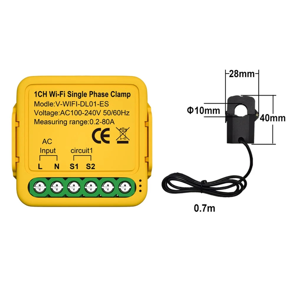 Smart Smart Solar Irfora Consumption 80a Consumption Consumption Wifi Clamp voltage Automatic Consumption Solar Current 100-240v Statistics Smart Meter Clamp regulator,