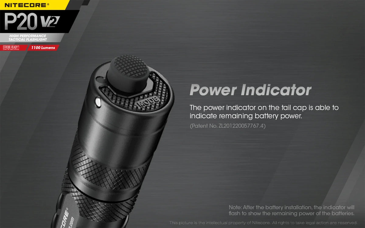 P20 - Combo: Flashlight V2 XP-L2 Tactical Lumens LED Battery 1100 V6 w/NL1834R Cord Eco-Sensa +Free - Nitecore CREE USB