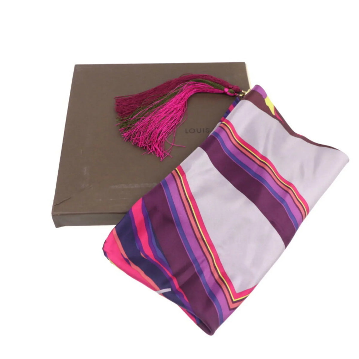 fringed LOUIS Louis (Like silk Vuitton accessories 400505 purple Pre-Owned scarf apparel multicolor VUITTON New)