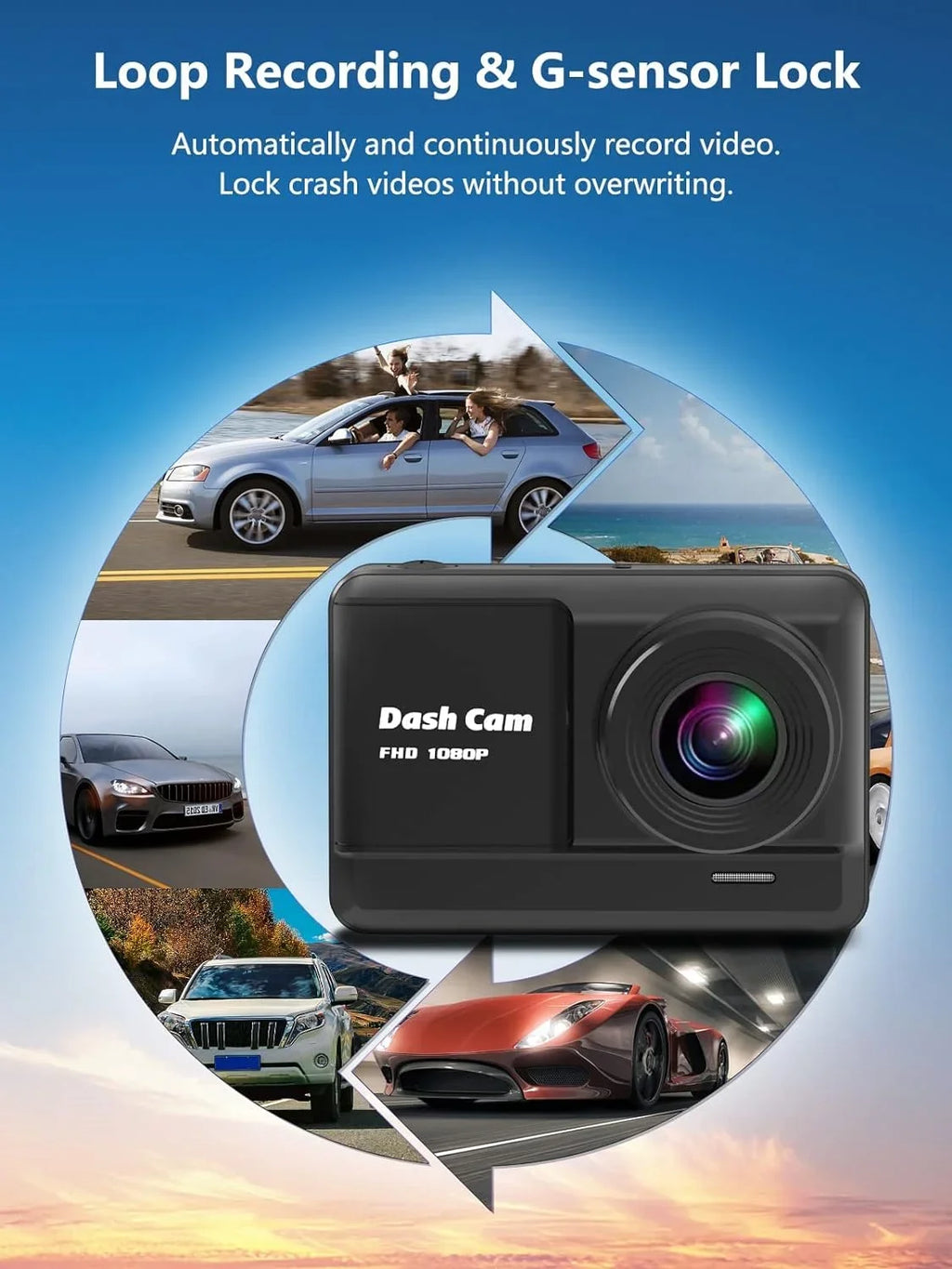 Parking Mini Card, Car,Motorcyle,Balls Dash Recording, Dash Cam Vision, and Rear, Loop 32GB 2.45 2 Screen, Accident inch Monitor with IPS Front Cam Night Ways, Mounting HD SD 1080P WDR, Lock, Full