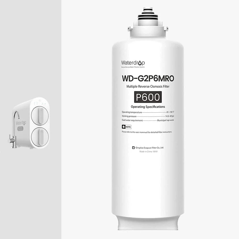 Waterdrop Osmosis System, 2-year Reduce WD-G2P600-RO WD-G2P600-W PFAS Replacement for Filter, Lifetime, Reverse