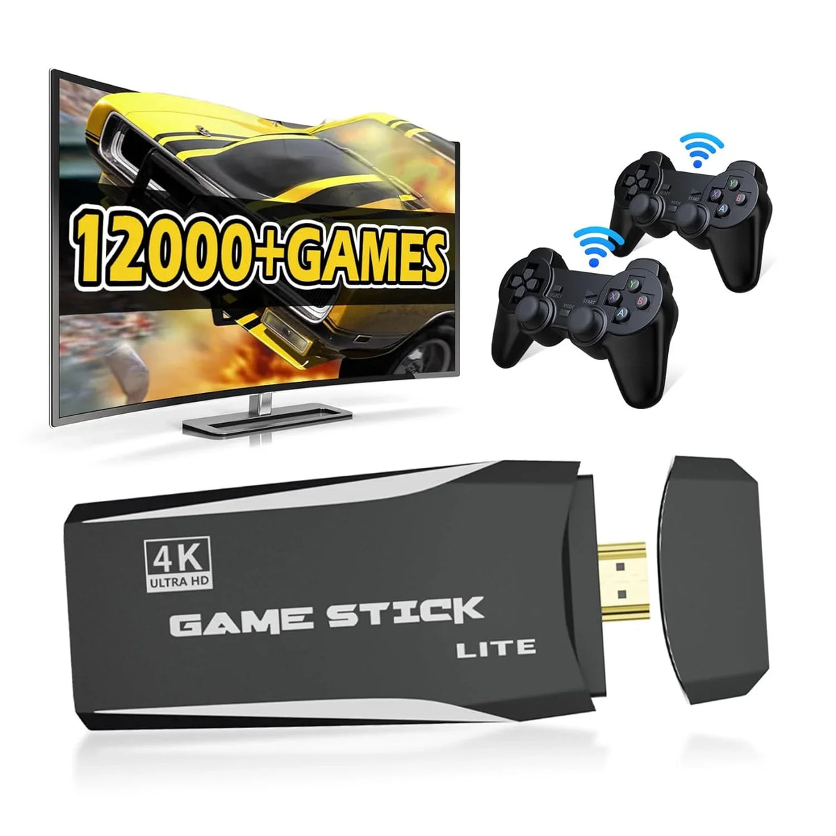 Retro Play Games Games,9 Video & 4K S2 HD Gamepads(64G) Classic TV,Nostalgia Console Video Wireless for Console Stick Emulator Support Emulators,Plug Game Port,2 12000+ -