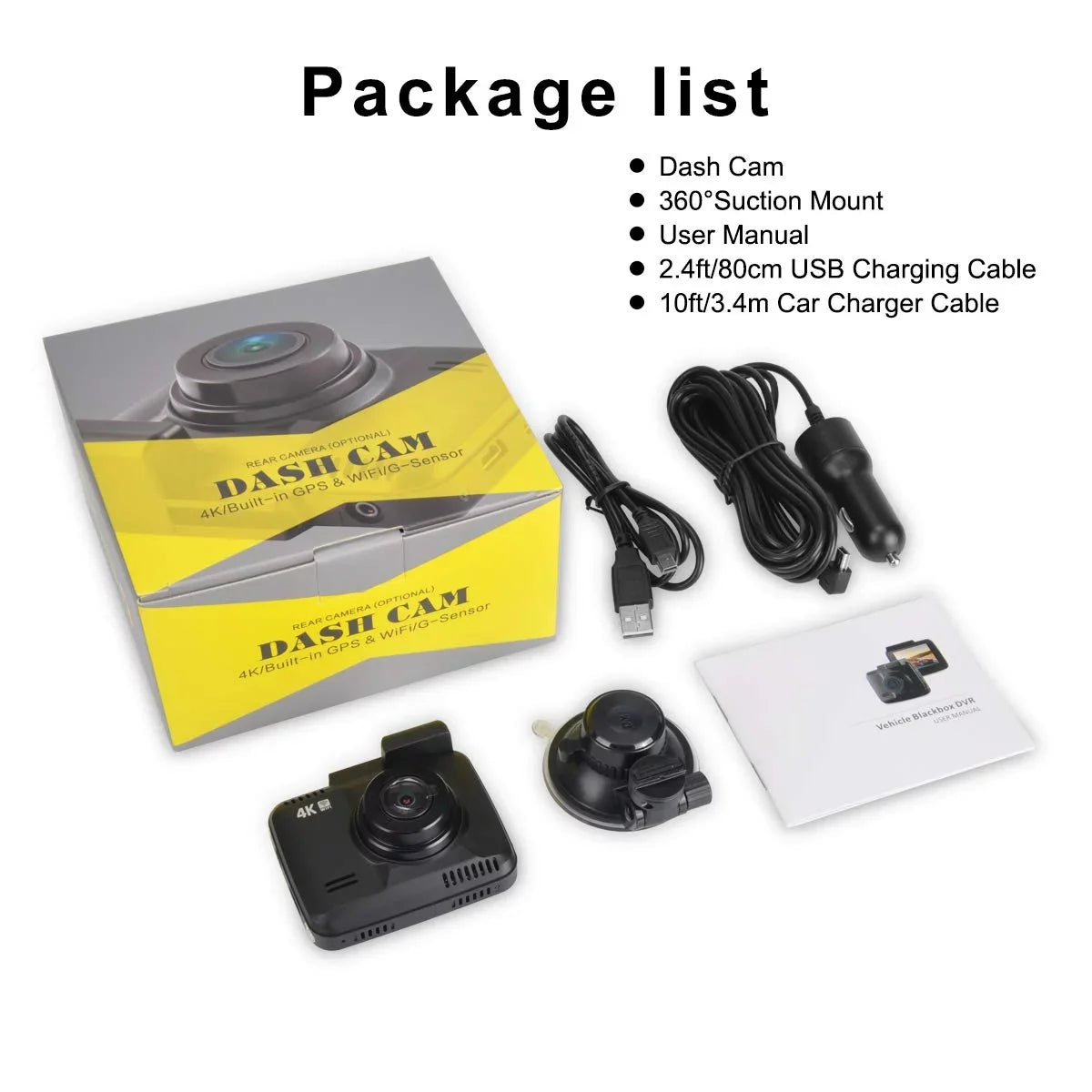 App Cam, G-Sensor, Record, Loop 2160P Motion WDR, Novatek Cam Car Dashboard Iseebiz Detect, Chip, 24FPS View, Parking Dash Wide Mode Built-in GPS, WiFi 150° Driving Angle, Recorder