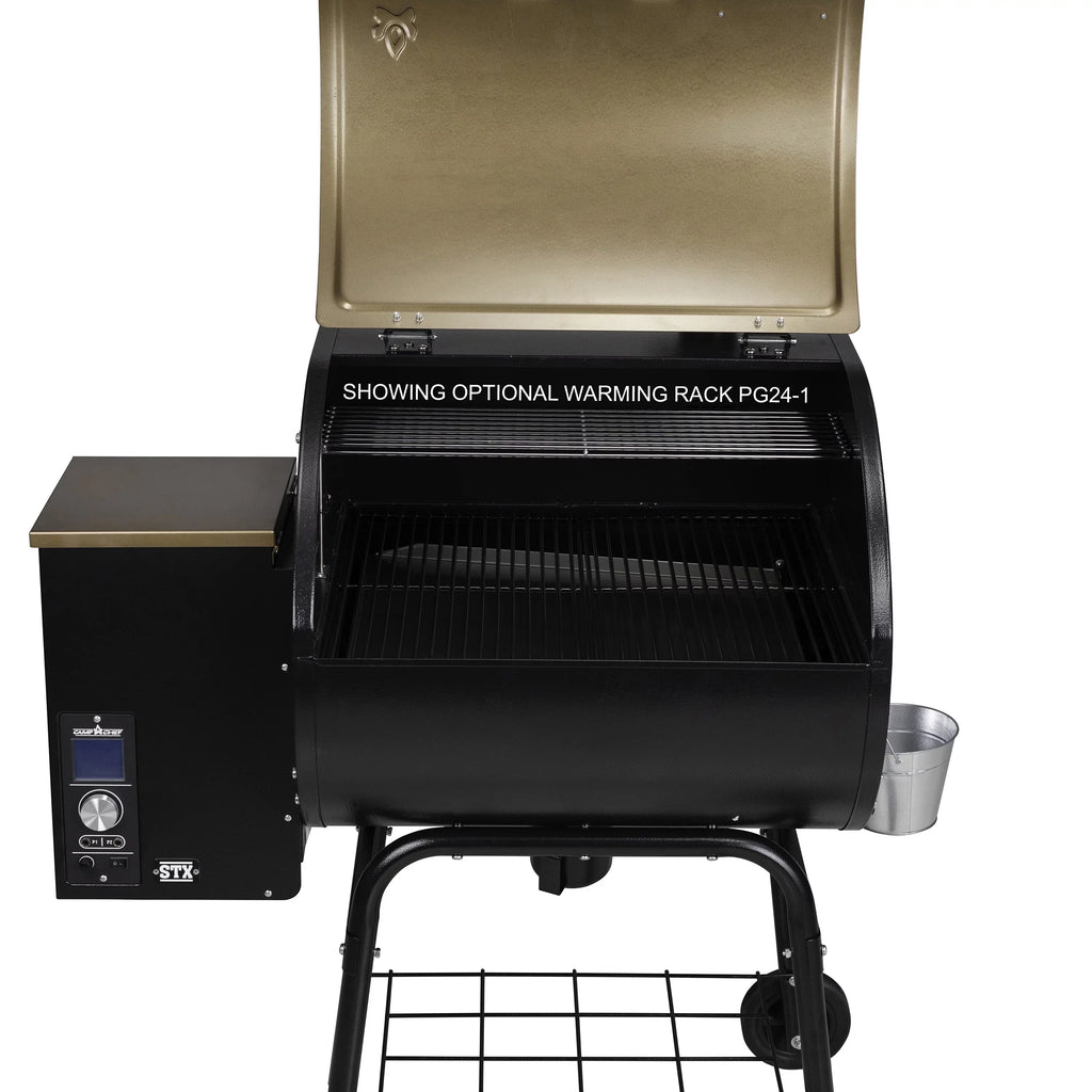 Ash Feature, Cleanout PID Patented Controller Camp Grill Pellet Bronze with PG24STXB Smoke Smoker - Chef 10 Settings, Temperature