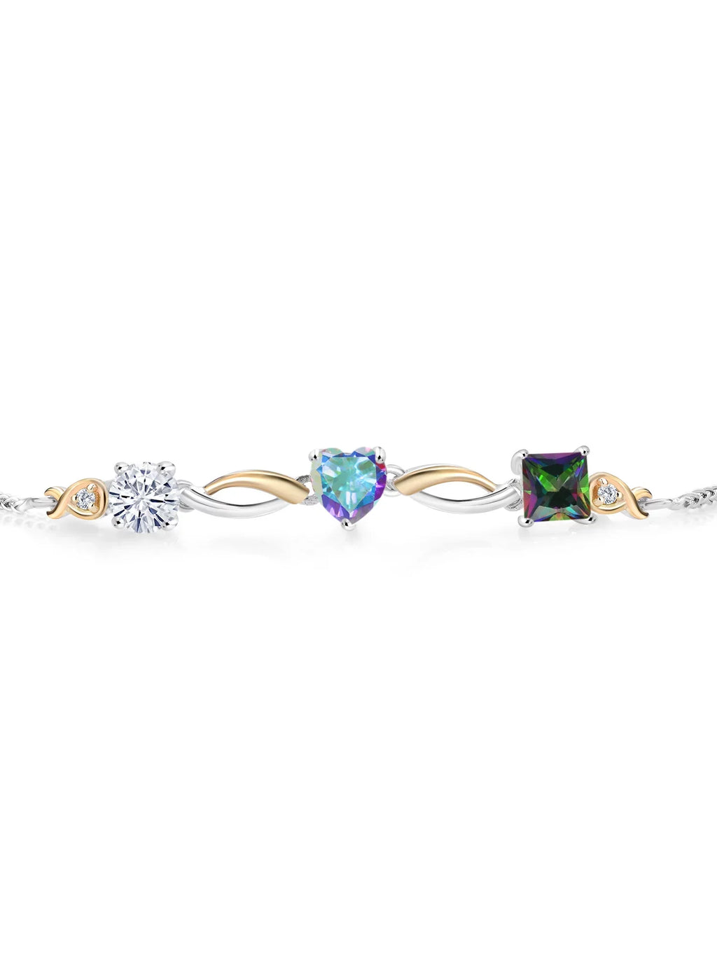 By To Keren and Topaz and Diamond Grown Mist 9 Mystic Yellow Moissanite Hanan Mercury 10K Green Up Gold Tennis Silver (2.30 Topaz inch) Women 925 Bracelet for Lab cttw, Mystic Adjustable