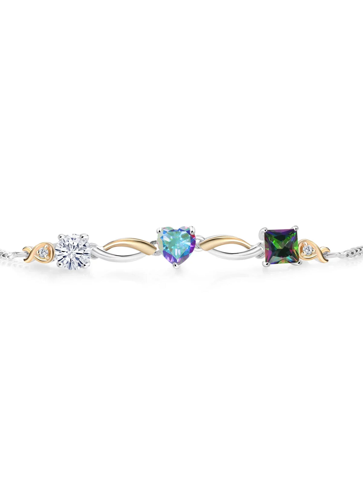 By To Keren and Topaz and Diamond Grown Mist 9 Mystic Yellow Moissanite Hanan Mercury 10K Green Up Gold Tennis Silver (2.30 Topaz inch) Women 925 Bracelet for Lab cttw, Mystic Adjustable