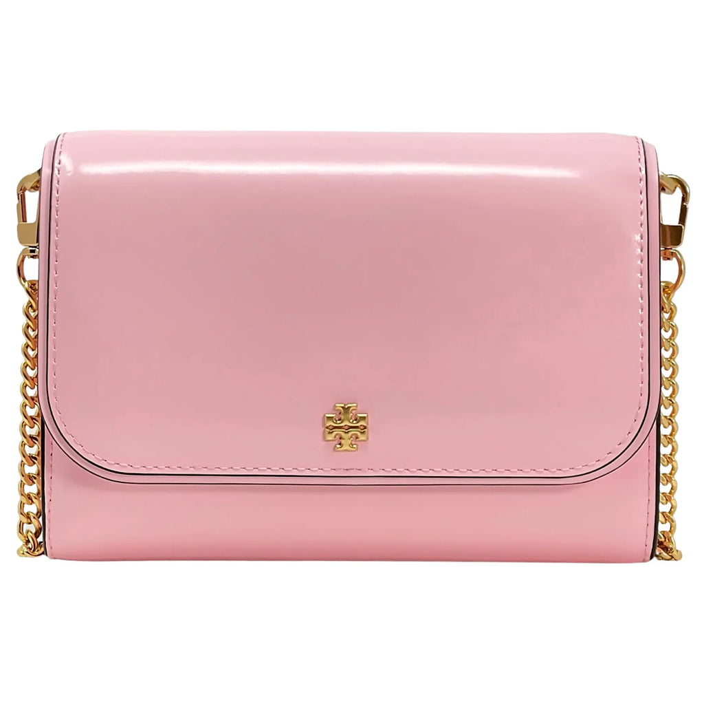 Leather Wallet (Pink Tory Patent Women's Bag Chain Emerson Plie) Burch Crossbody