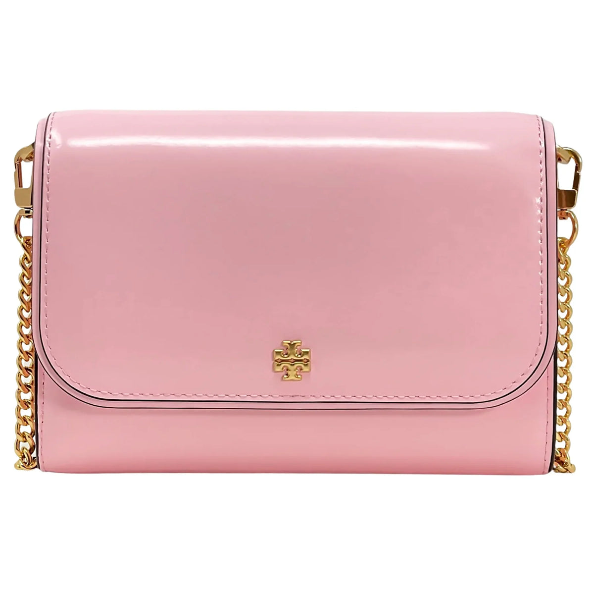 Leather Wallet (Pink Tory Patent Women's Bag Chain Emerson Plie) Burch Crossbody