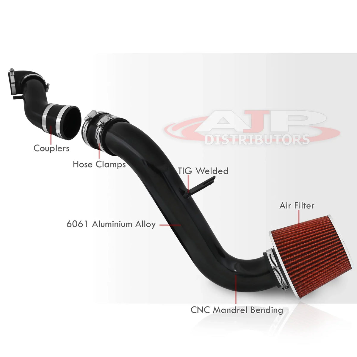 2003 Distributors Induction Galant Mitsubishi 1999 Air V6 Cold 2005 JDM 2002 Filter 2001 CAI AJP + Aluminum Piping Intake Black System Compatible/Replacement Pipe Eclipse For 2000 L4 2.4L 2004 3.0L