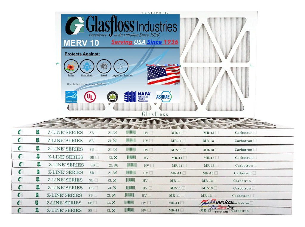 Air - - 10 USA 26.5x7/8 -Qty:12 (Actual Made - in Furnace Size: x MERV Glasfloss Filter inch) 19.5 20x27x1