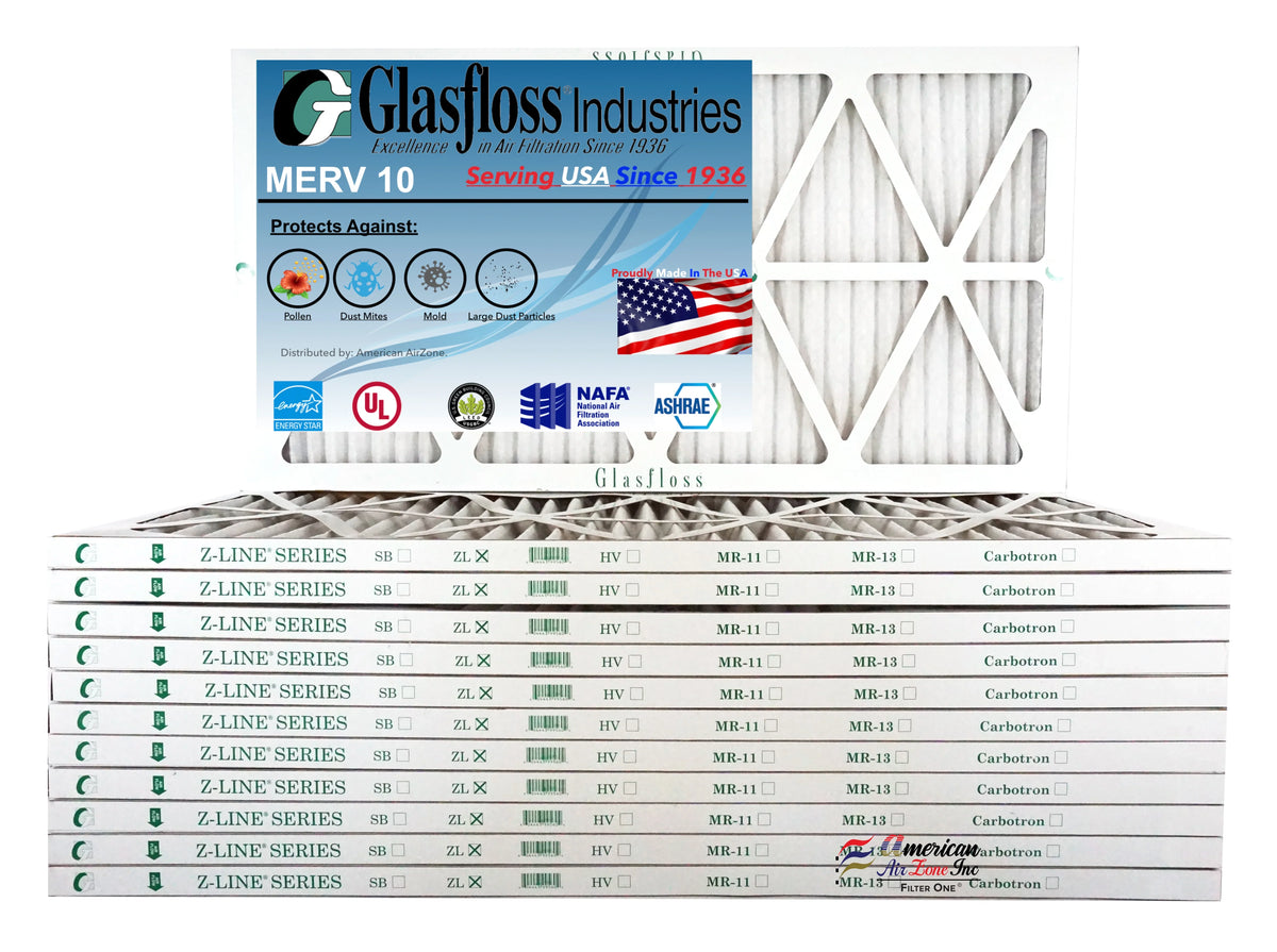 Air - - 10 USA 26.5x7/8 -Qty:12 (Actual Made - in Furnace Size: x MERV Glasfloss Filter inch) 19.5 20x27x1