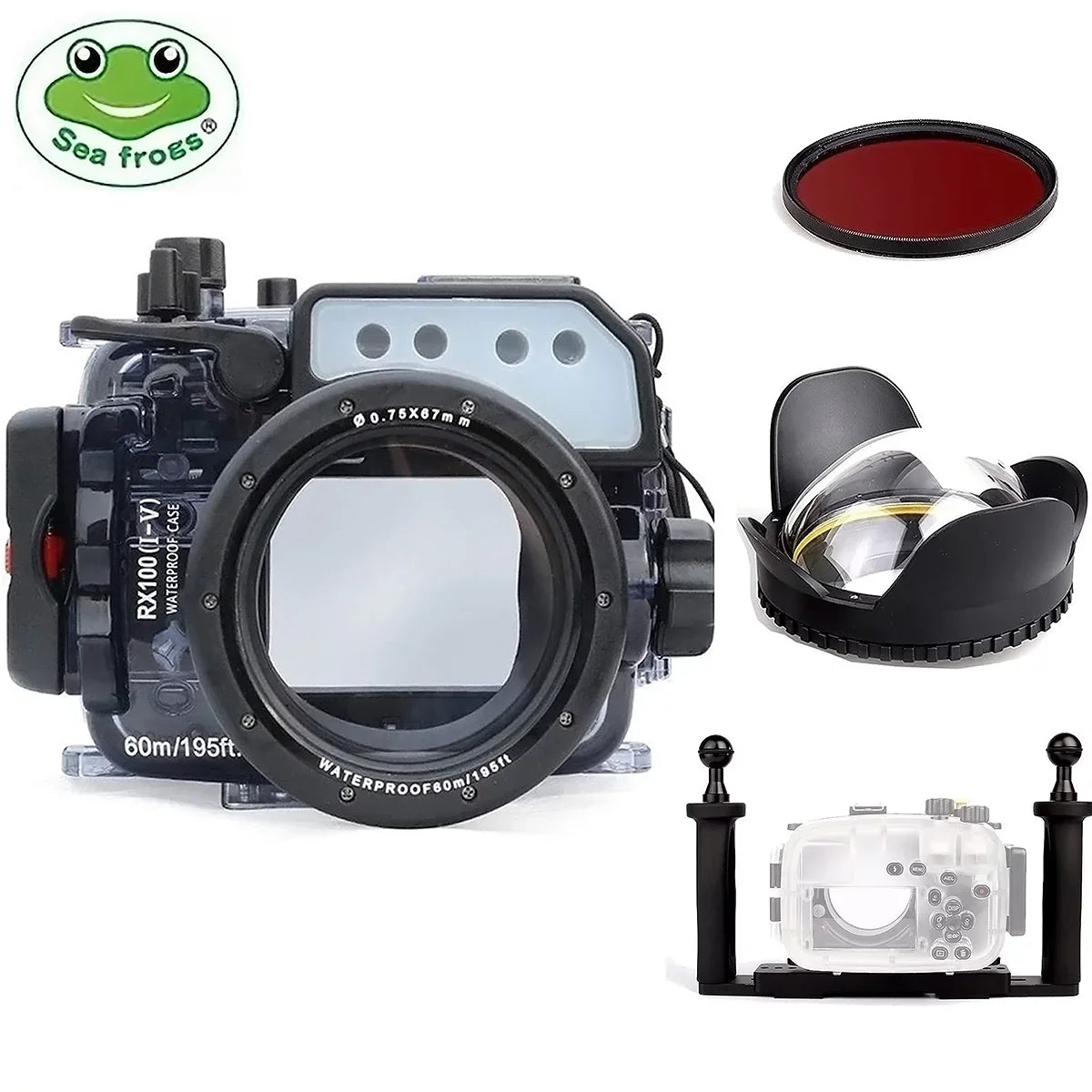 Seafrogs Underwater Hands V III Housing Aluminium II for Kit, IV Two M5 M4 w/ Tray Camera Port Dome RX100 I & Waterproof M2 case Sony 60M M3 RX100