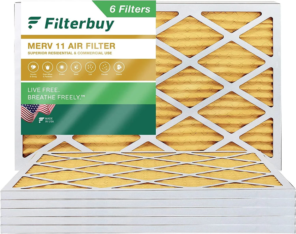 Filters Furnace (6-Pack) Pleated HVAC MERV 14x25x1 AC Air 11 Filterbuy