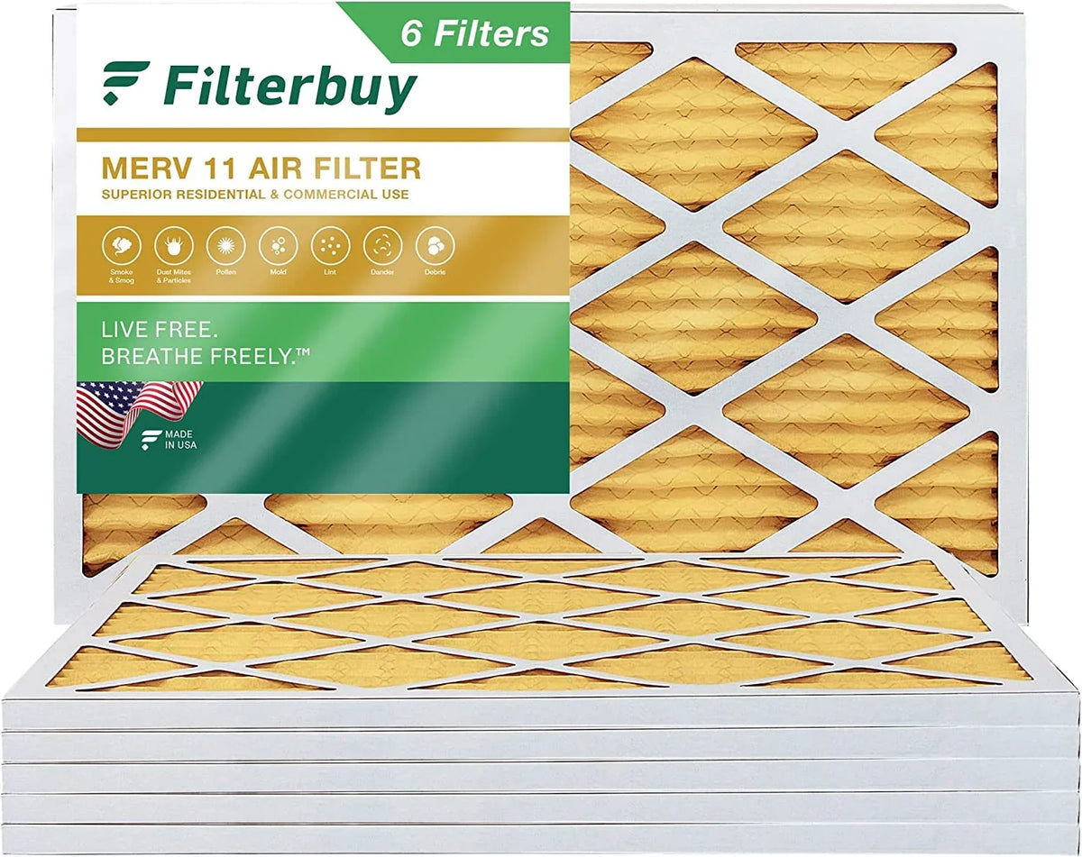 Filters Furnace (6-Pack) Pleated HVAC MERV 14x25x1 AC Air 11 Filterbuy