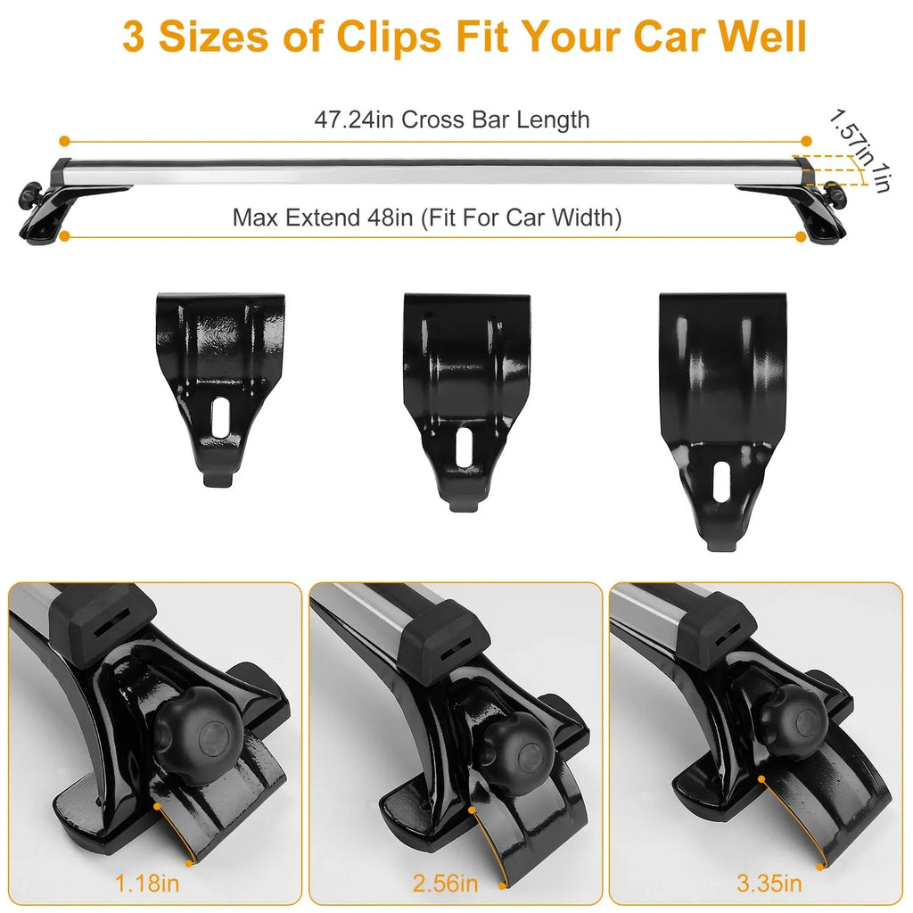 Without 47.24in Rack Roof Fit Car Rail Rack Roof Vehicle Crossbars Aluminum 165LBS Side Most with Capacity Cargo Car for iMounTEK Roof Carrier Wagon