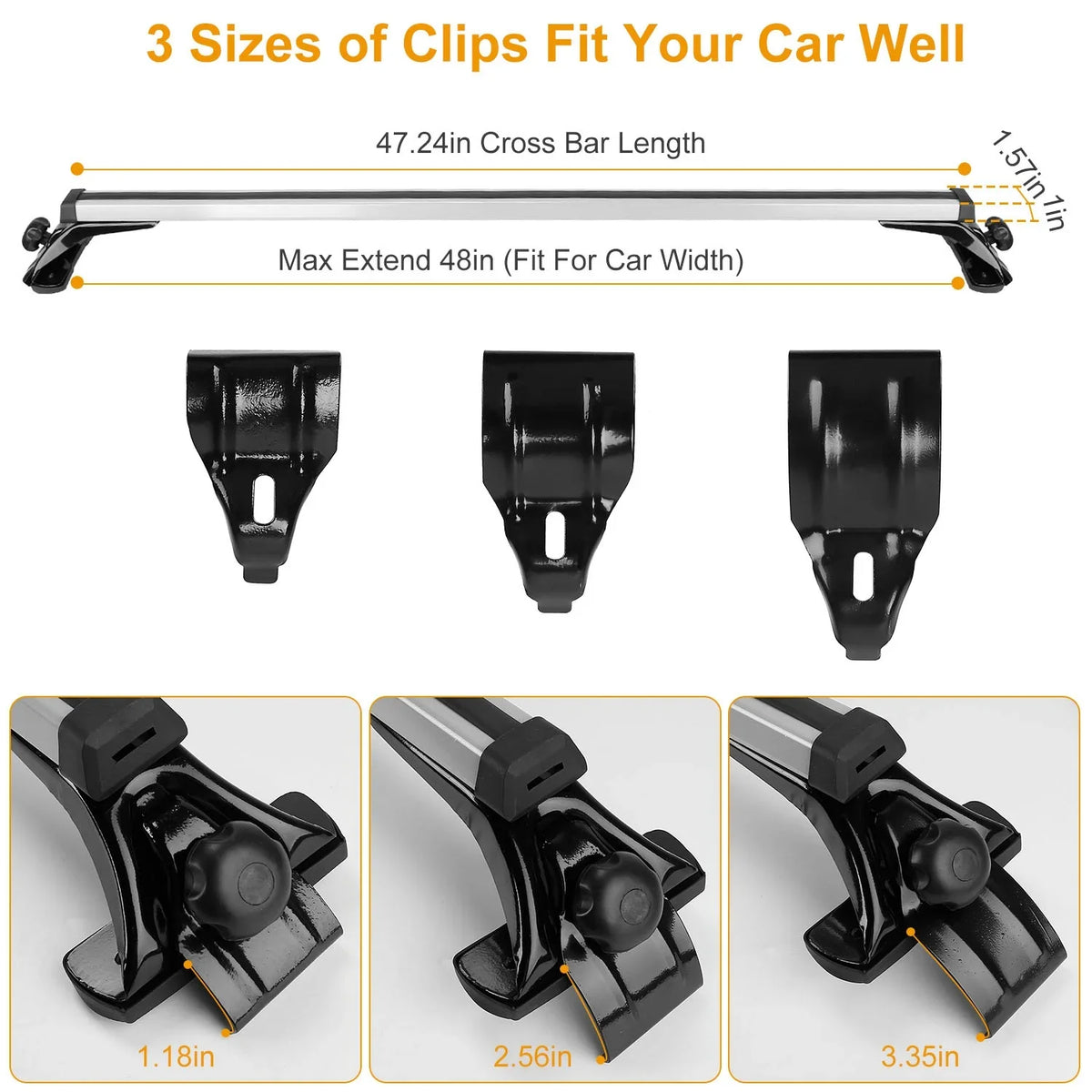 Without 47.24in Rack Roof Fit Car Rail Rack Roof Vehicle Crossbars Aluminum 165LBS Side Most with Capacity Cargo Car for iMounTEK Roof Carrier Wagon