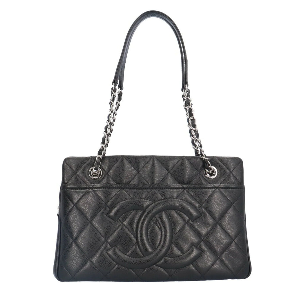 Shoulder Caviar Bag BRB10010000013230 Black Matelasse Pre-Owned A67294 (Good) Skin CHANEL Chain Cocomark Women's
