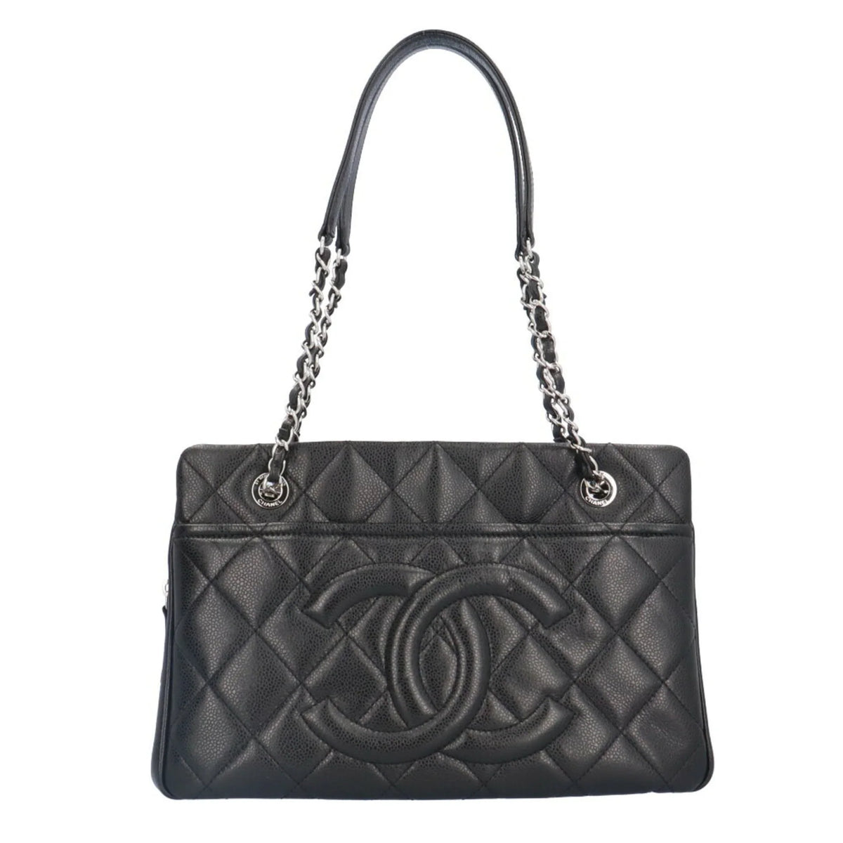 Shoulder Caviar Bag BRB10010000013230 Black Matelasse Pre-Owned A67294 (Good) Skin CHANEL Chain Cocomark Women's