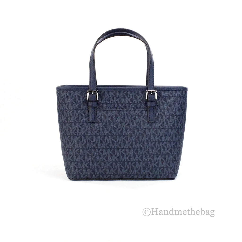 Jet Carryall Top Michael Bag XS Set PVC Tote Purse Navy Leather Kors Zip