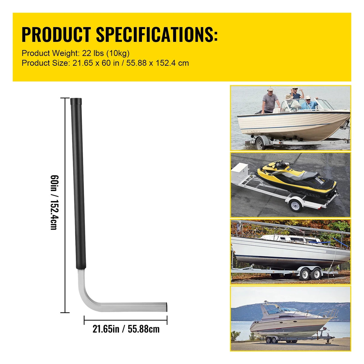 Mounting Galvanized Trailer 60", PVC Trailer for ons, Complete Pair Post Boat Trailer Boat, Steel BENTISM Fishing Covers, Accessories Boat Sailboat Tube with Guide-on, Guide Ski or Included, One