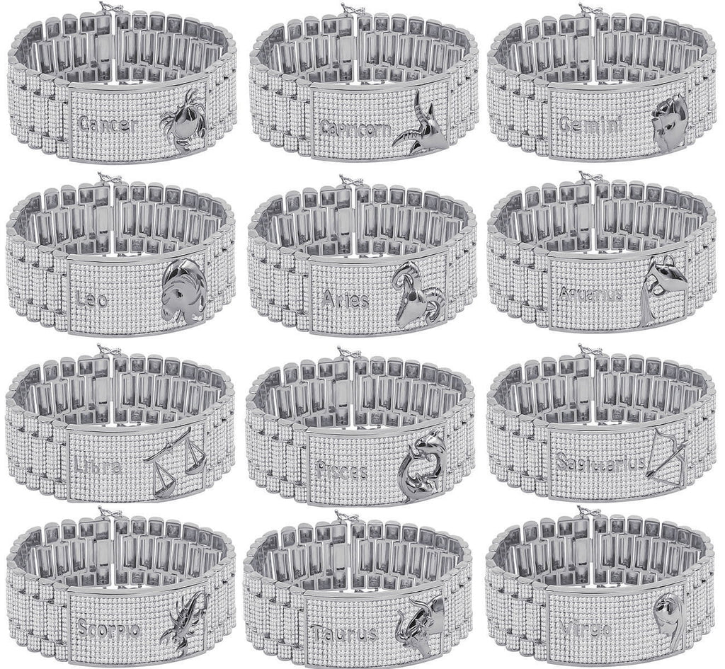 Finish Link White Mens Simulated 14K Diamonds Bracelet Sign Scorpio 8.5'' Gold Zodiac