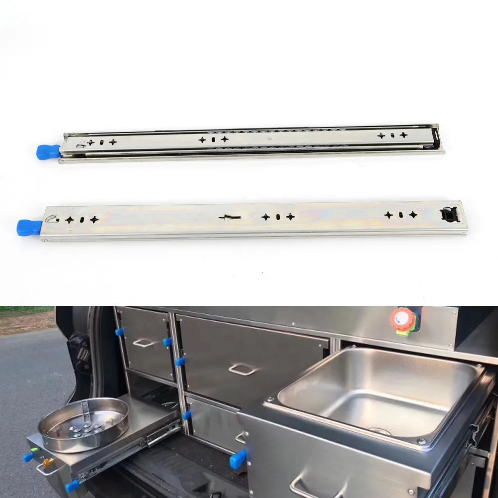 Duty Extension Lock 24"Inch Runner Draw Trailer Drawer Full Fridge Slides Heavy