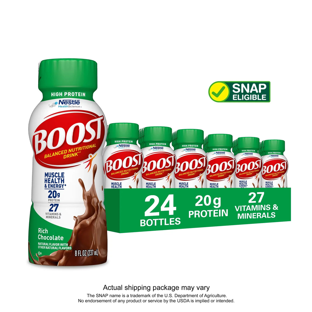 Count Rich Protein, - Protein Chocolate, (2 BOOST Packs) 20g 12 Nutritional Drink, 24 High