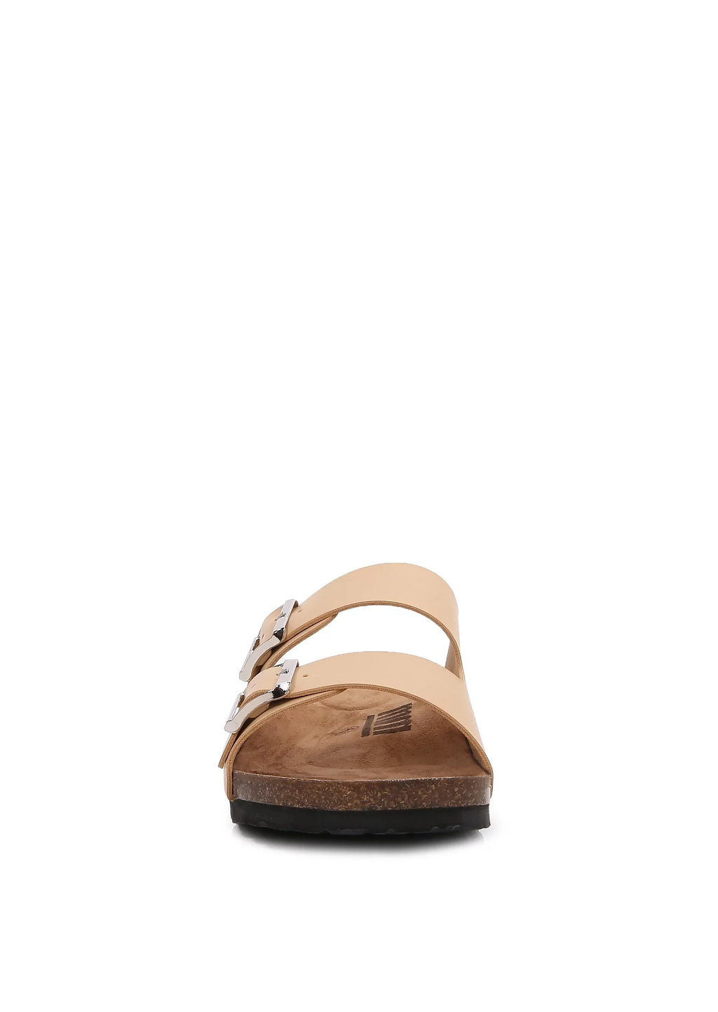 Slider Cushioned Cork Apricot/ Double Strap Women 6) Sandal Footbed Leather (PU PU Soft