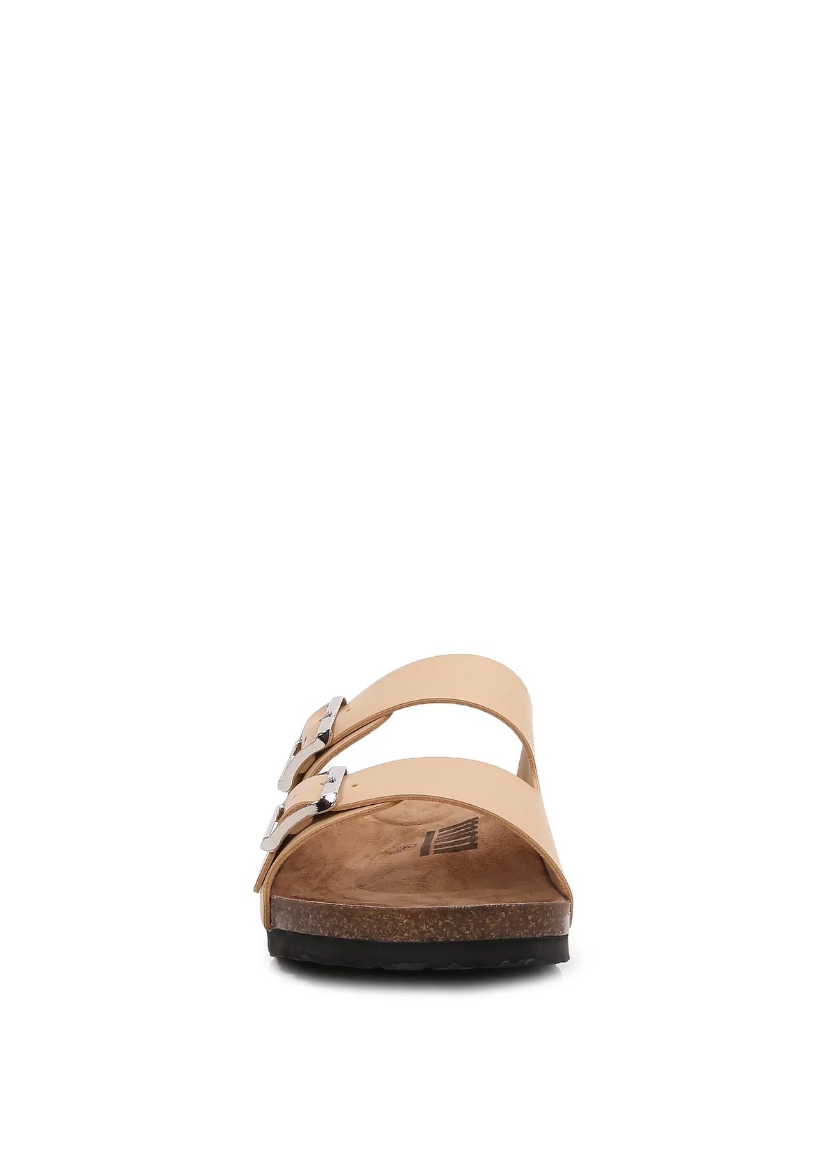 Slider Cushioned Cork Apricot/ Double Strap Women 6) Sandal Footbed Leather (PU PU Soft