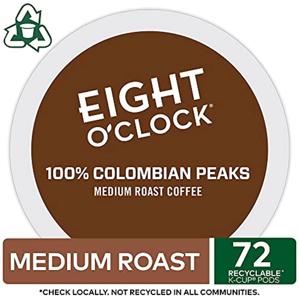 Single-Serve Coffee, K-Cup Coffee Count Colombian Peaks Medium Pods, Keurig Oclock 72 Roast Eight