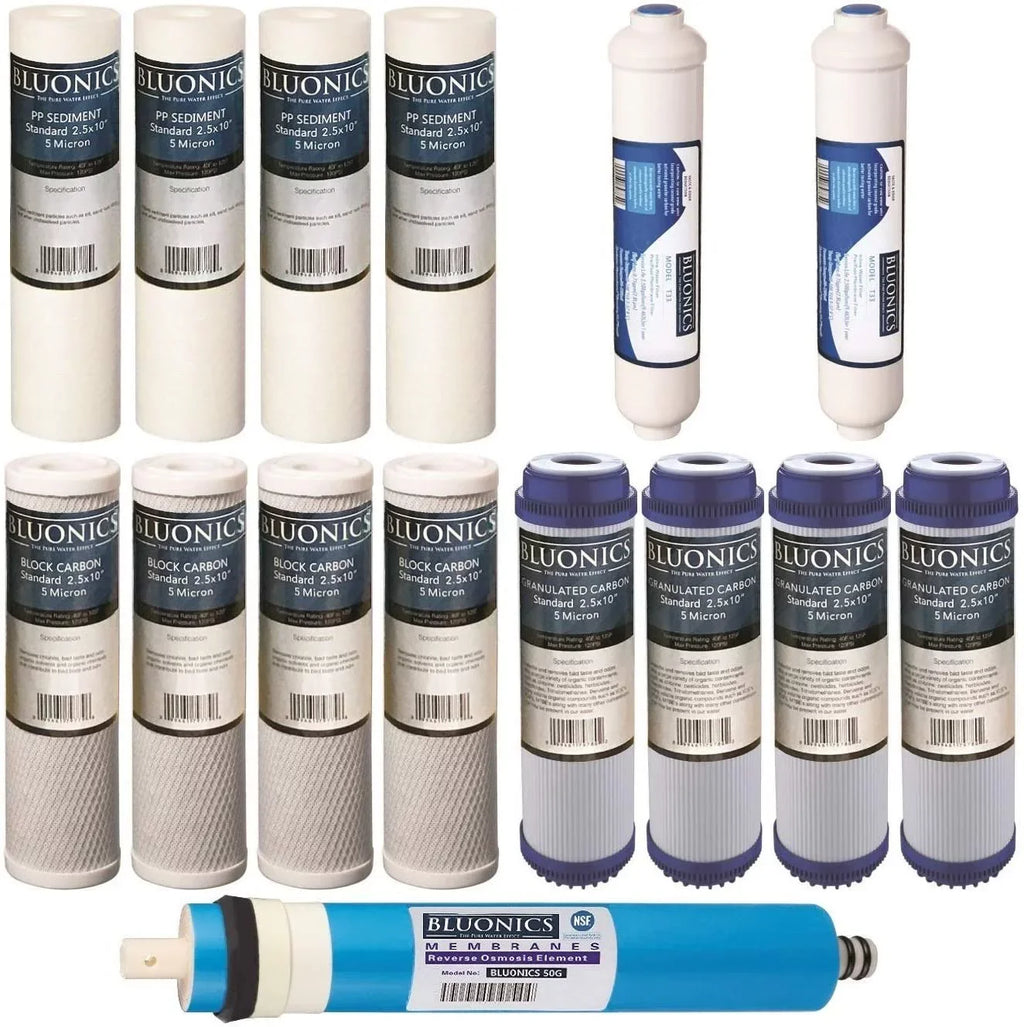 Filter (15 GPD pcs) Reverse Membrane Set Cartridges Replacement 50 RO Osmosis w/