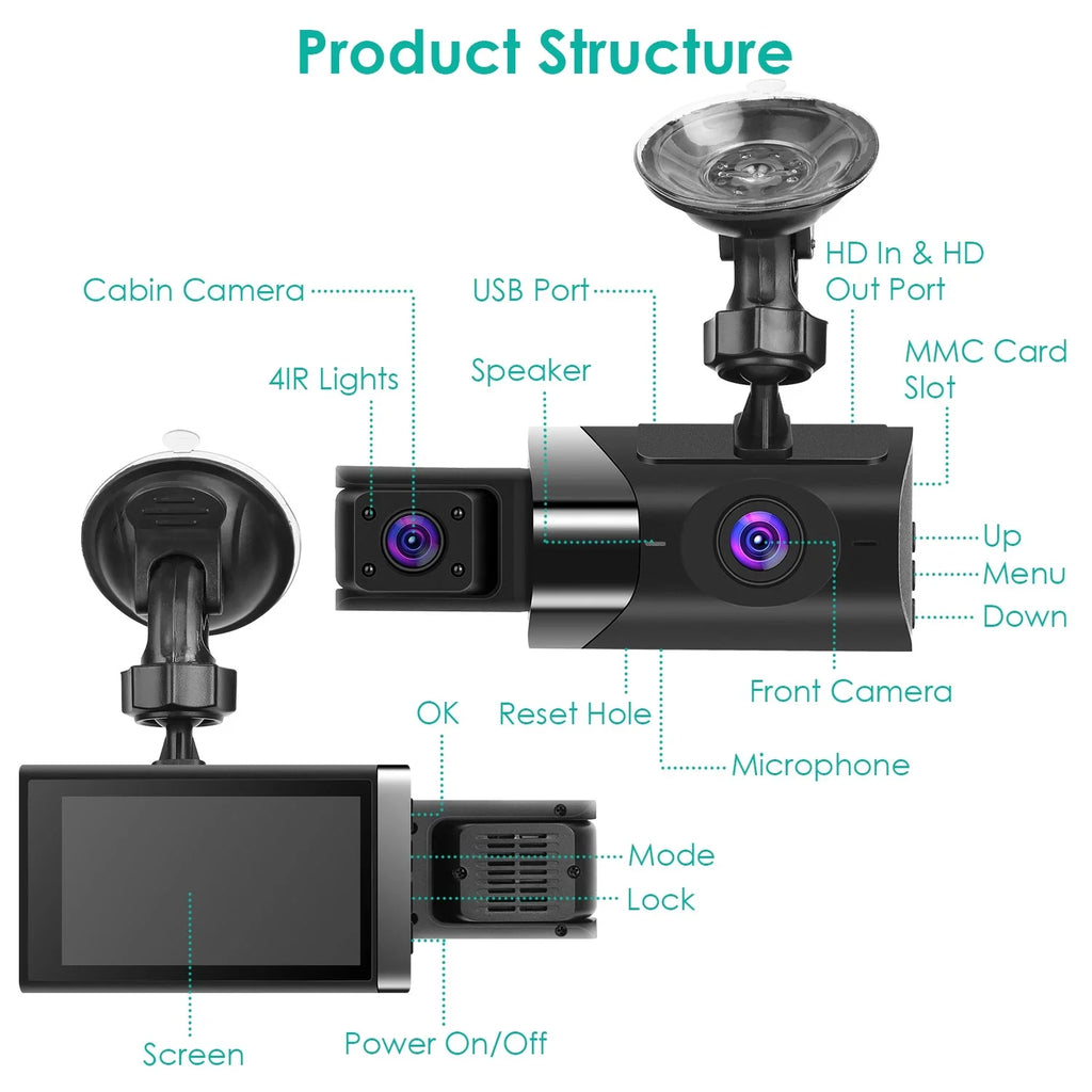 Camcorder, Vision 140° 2K Car Monitor Camera G-sensor Loop Cam WiFi Dash Recording Night Parking Angle GPS Recorder with iMounTEK