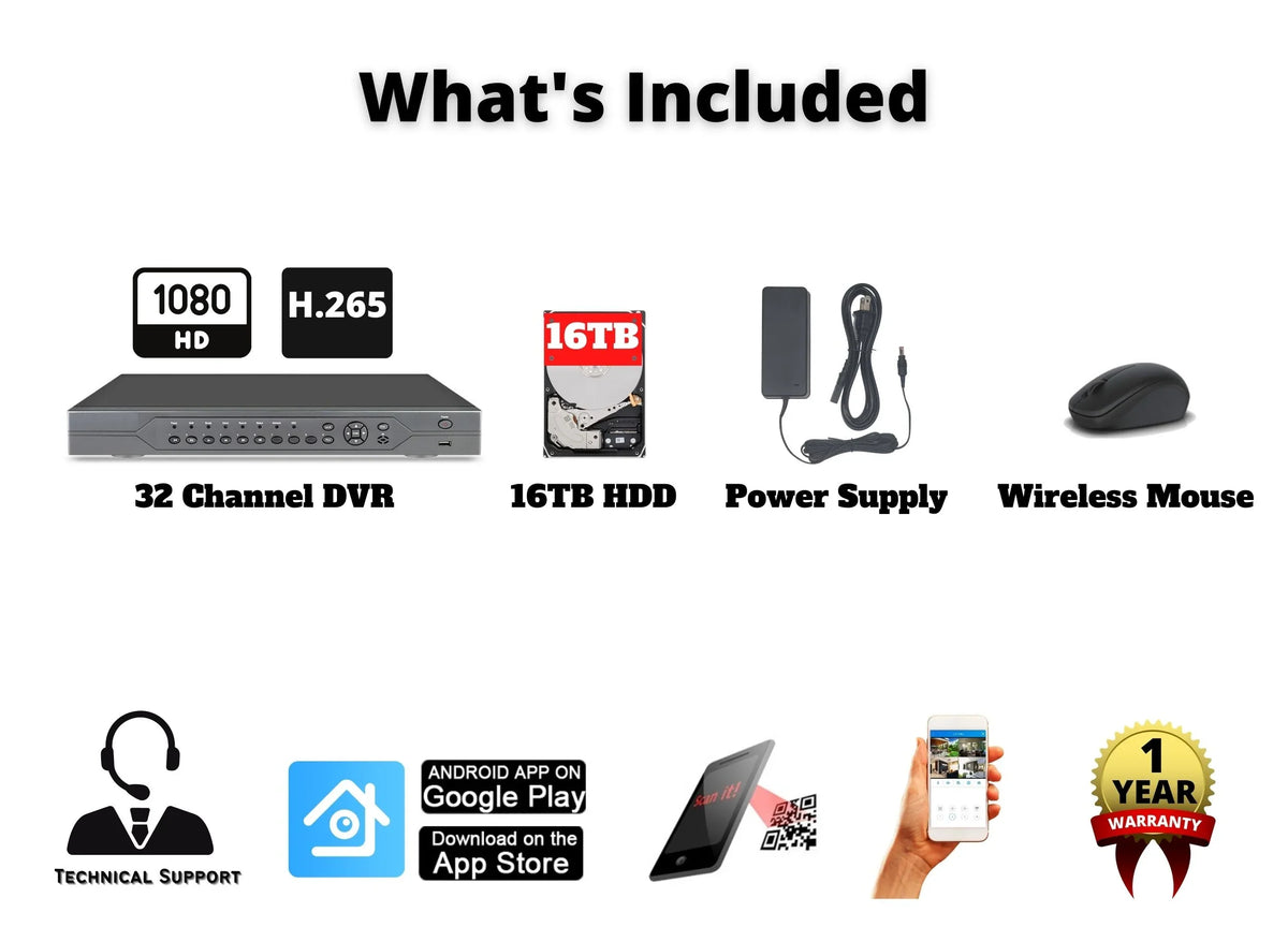 AHD 16TB 32 with CVI Evertech DVR Recorder and TVI Security Channel HDD Surveillance Analog 1080p