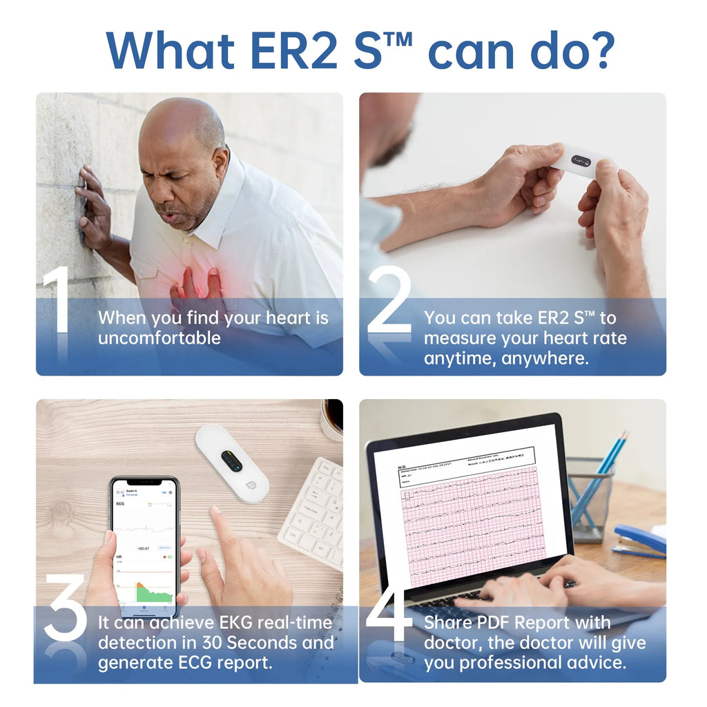 APP Wellue Measurement,Unlimited EKG Display,Handheld Monitor Screen Home with Heart with Storage Monitor Free Rate Tracker Personal Heart Bluetooth ECG Use,30s-5mins for