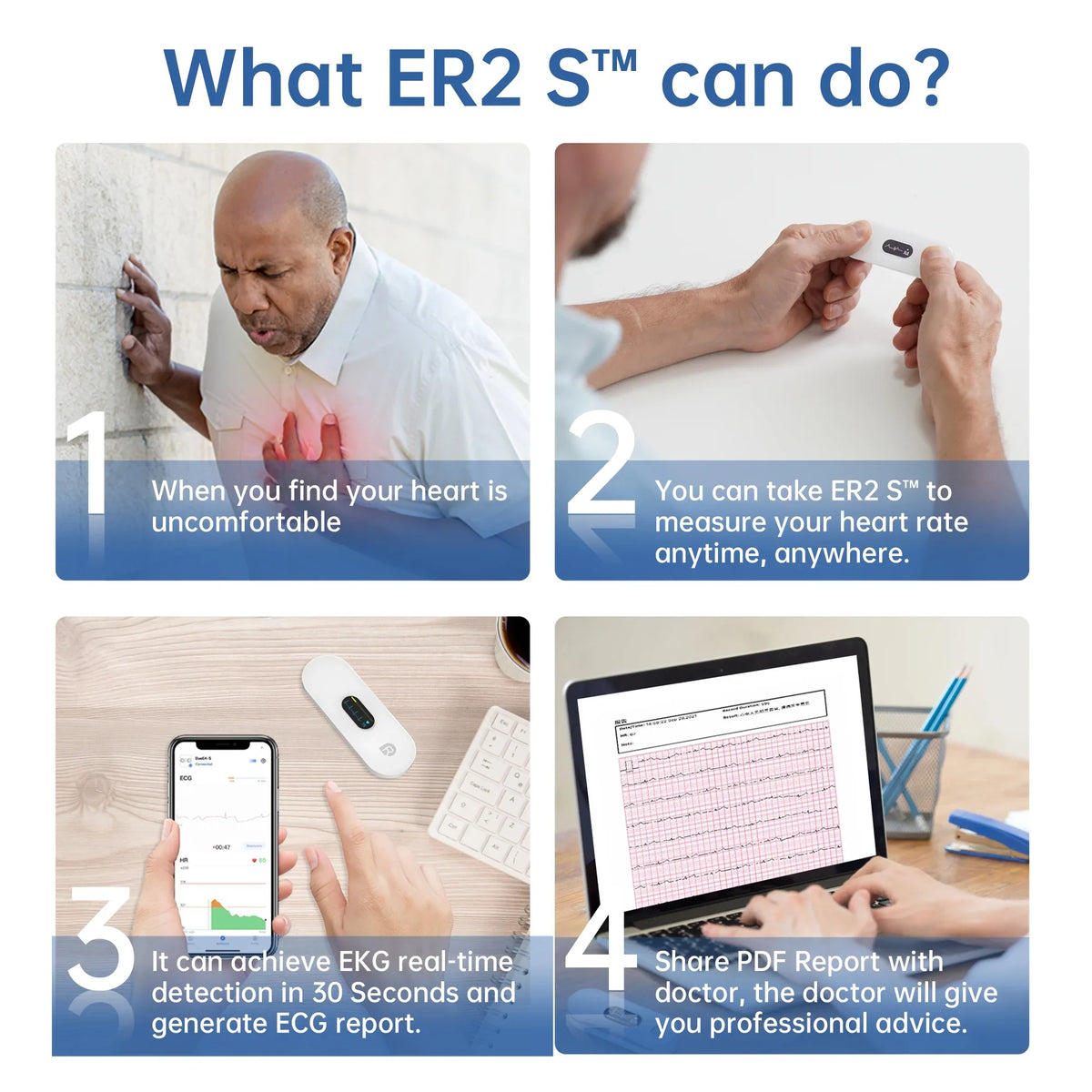 APP Wellue Measurement,Unlimited EKG Display,Handheld Monitor Screen Home with Heart with Storage Monitor Free Rate Tracker Personal Heart Bluetooth ECG Use,30s-5mins for