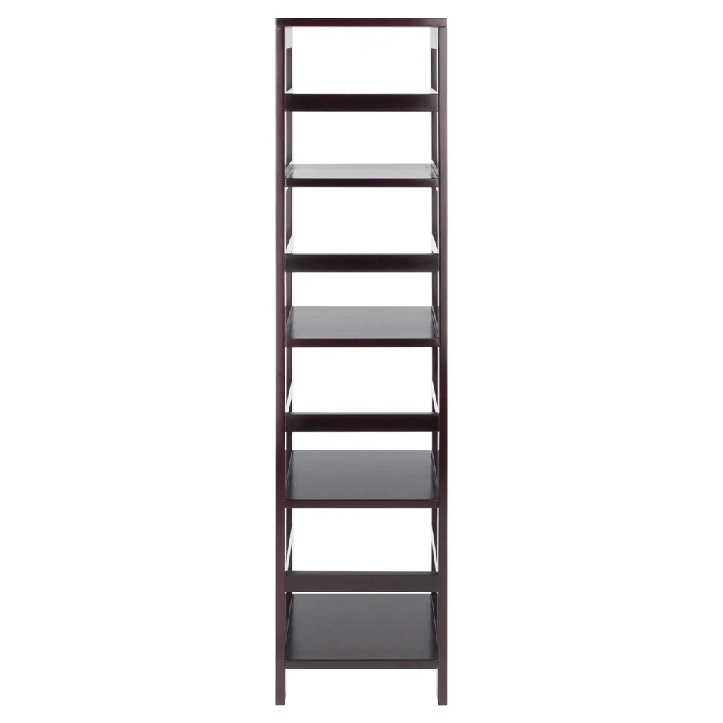 Capri Narrow 5-Pc Wood Finish Baskets, 4 Shelf Fabric Set, Espresso Black & Foldable Winsome