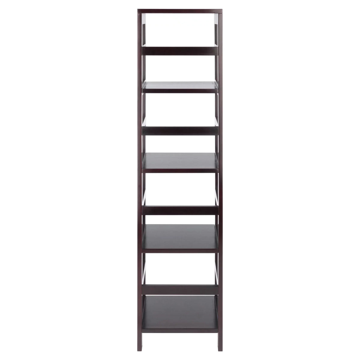Capri Narrow 5-Pc Wood Finish Baskets, 4 Shelf Fabric Set, Espresso Black & Foldable Winsome