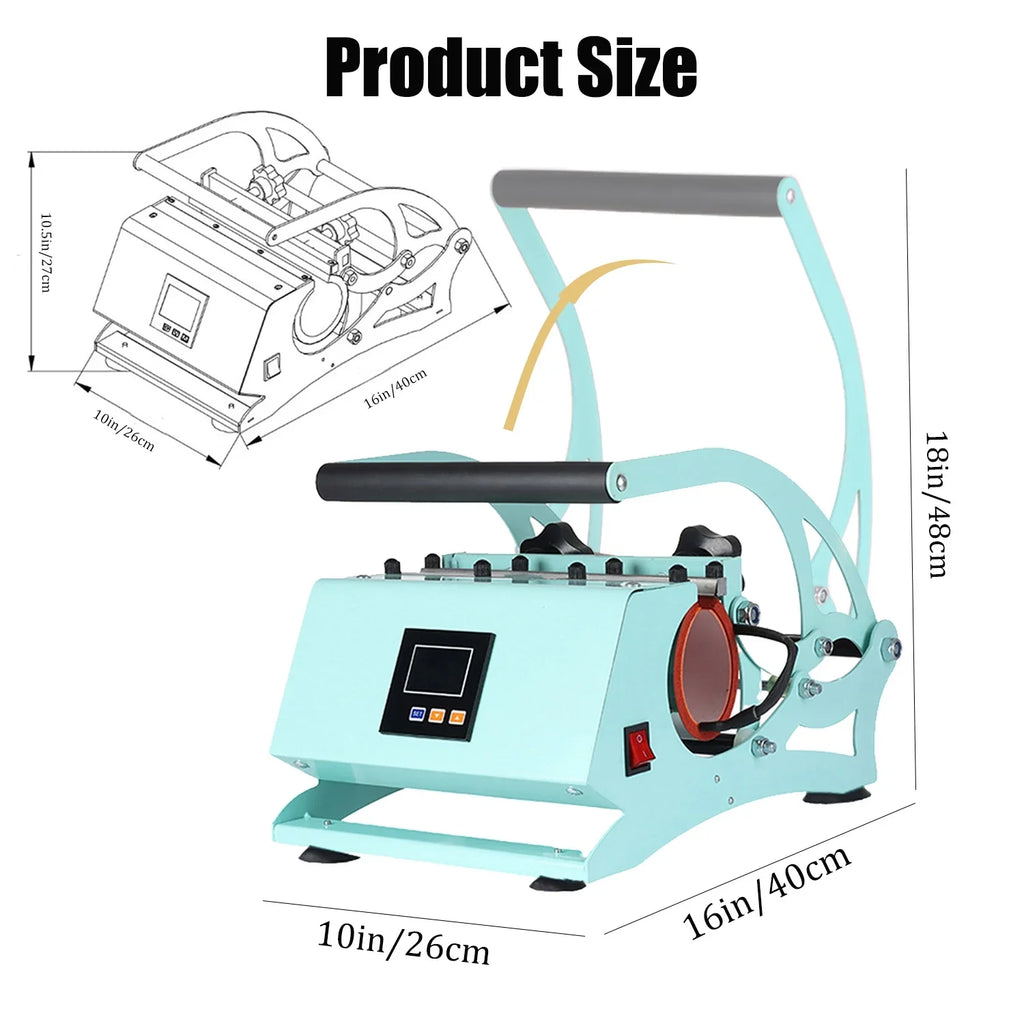 Cup Setting,Green Straight 20OZ DIY Press Print Machine, Mugs, Transfer Heating Tumblers with for Temperature Time Baking Tumbler Machine, Sublimation Press Mug Heat