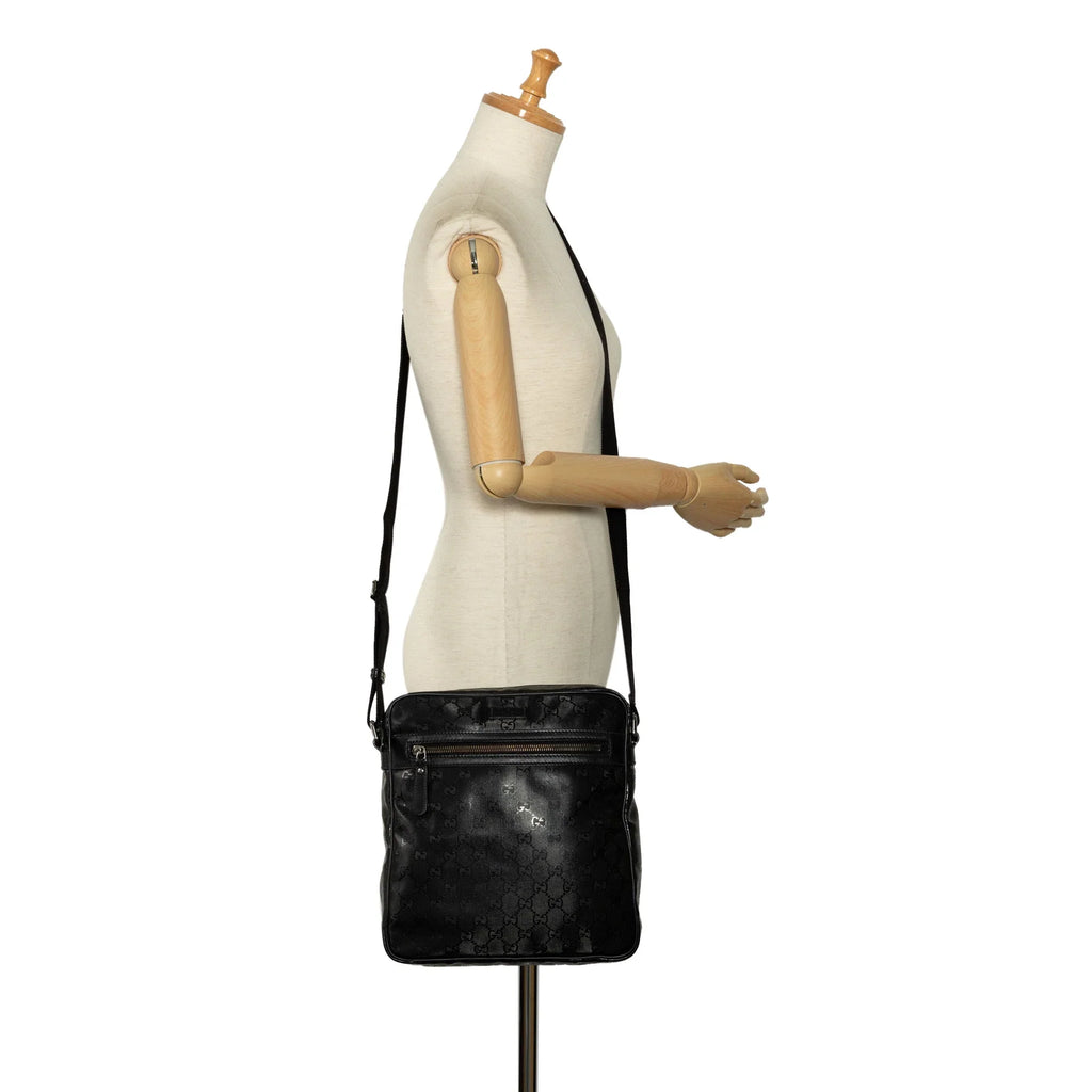 Fabric Canvas Imprime Pre-Owned Bag GG Gucci Unisex Crossbody Black (Good) Coated Authenticated