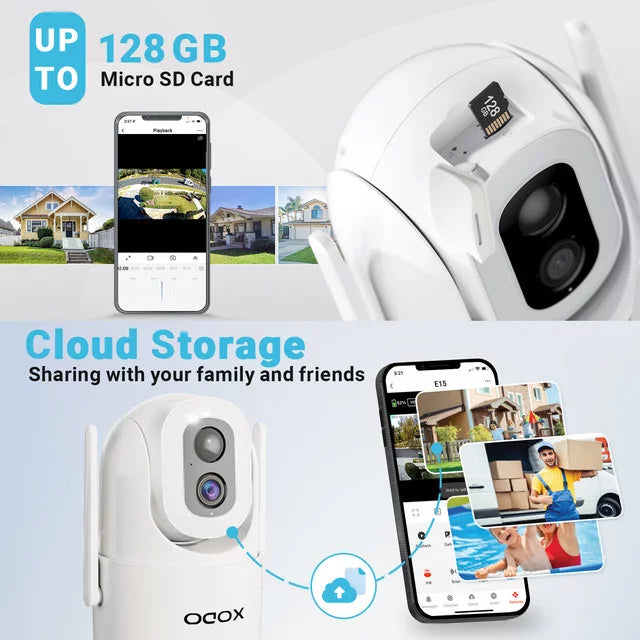 Home System, Audio, Pan-Tilt Camera Cam Night Security for Detection, 2K 360° XODO – Outdoor Color View Wireless Motion Solar Vision, Remote 3MP App Cloud/SD 2-Way Siren, with Floodlight E15