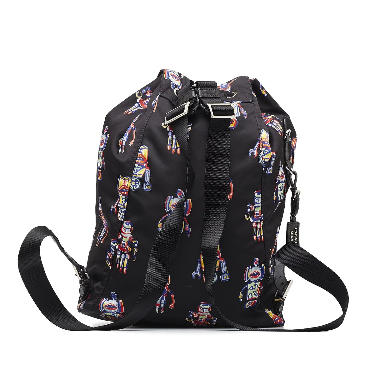 Authenticated Robot Fabric (New Black Prada with Tessuto Pre-Owned Unisex Defects) Nylon Backpack