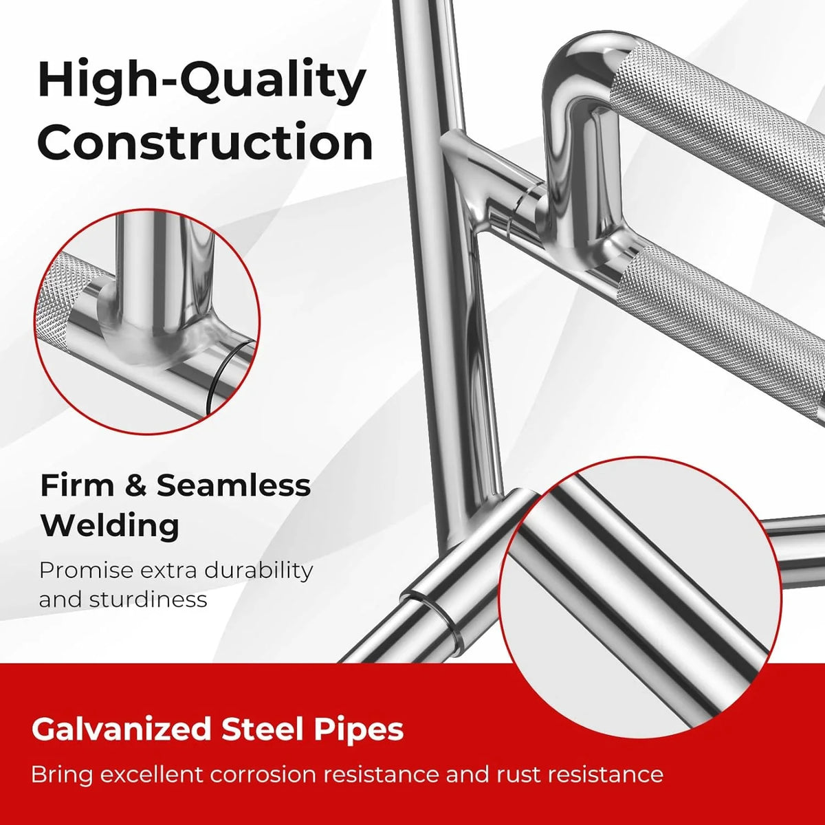 800Lbs Bar Hex Trap Finish Hex Deadlift Weight Bar With Squats, Capacity Power Bar 56" For Lifting Pulls, Deadlifts, Bar, Olympic Shrugs Two-Handle, Chrome Weight Folding