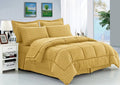 Set Comforter Resistant Wrinkle Stripe 8-Piece Linen Silky Dobby Bed-in-a-Bag King Celine Gold - - Soft